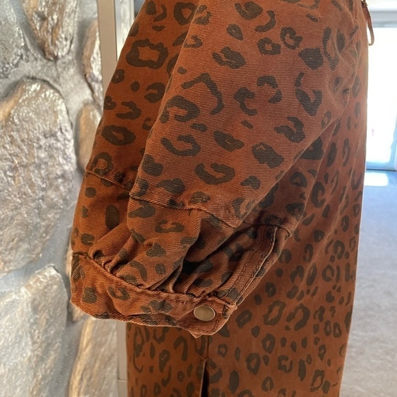 Universal Thread Brown & Black Leopard Print Dress Short Puff Sleeves-Size 2 - Picture 5 of 15